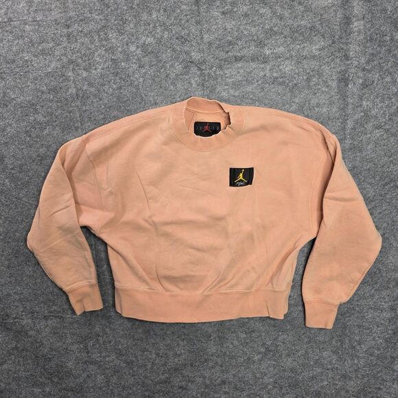 Jordan Air Jordan Fleece Cropped Sweater CV7783 Apricot Women Size Large - Picture 1 of 8